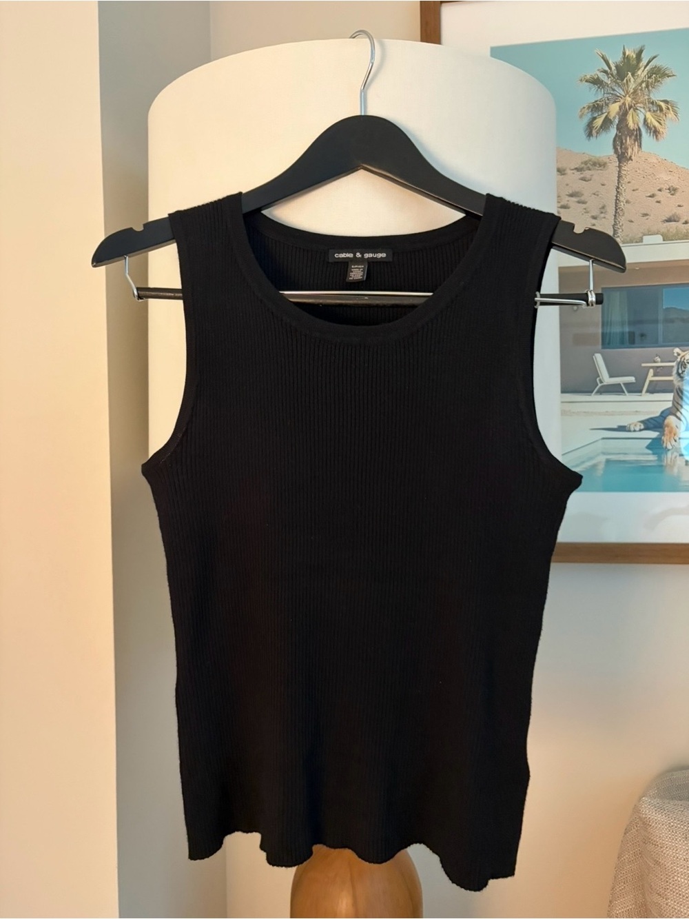Cable & Gauge Black Ribbed Tank Top